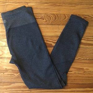 Athleta Black Workout Pants w Silver Metallic